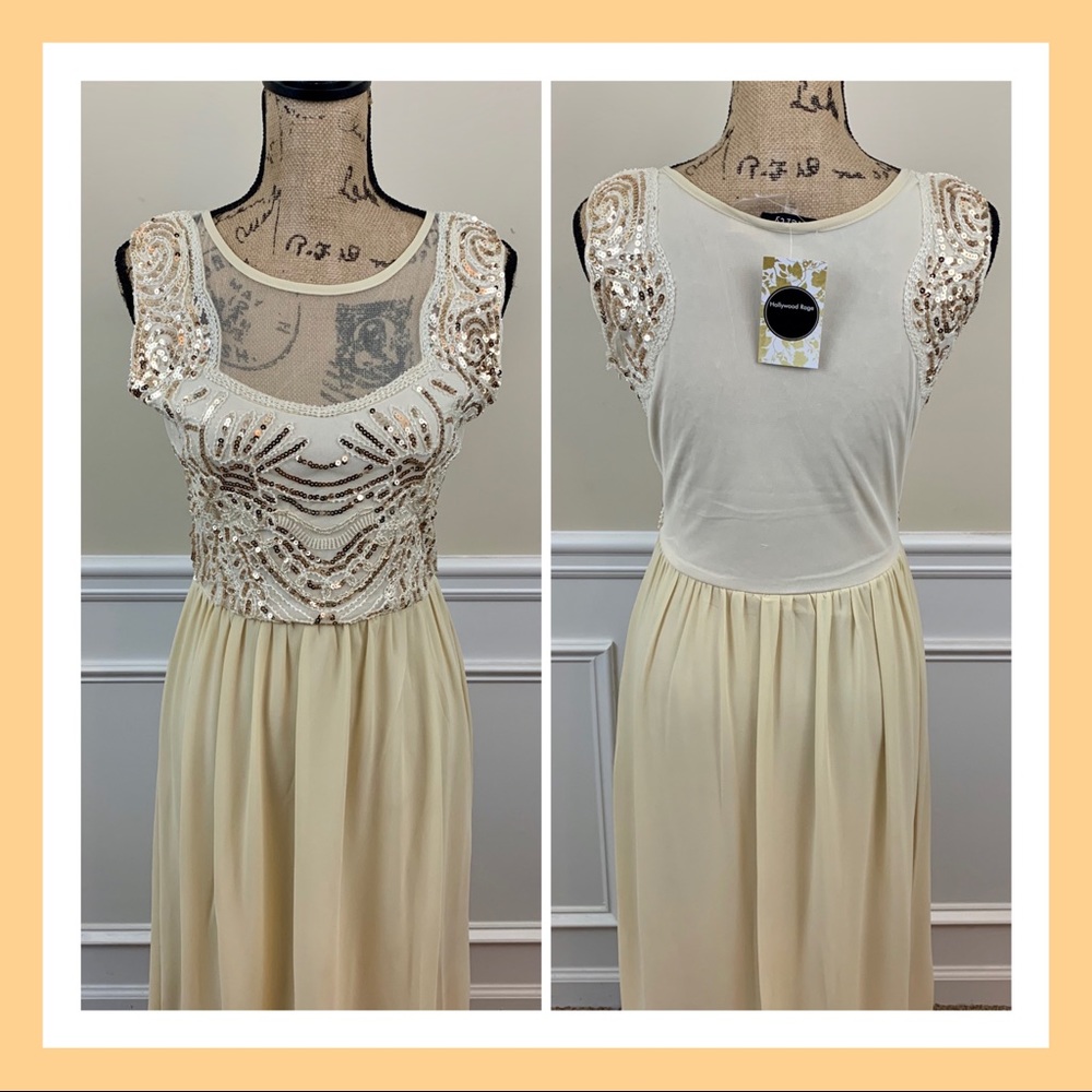 Verty | Gold Sequin Dress w/ Sheer Bust | S, M, L